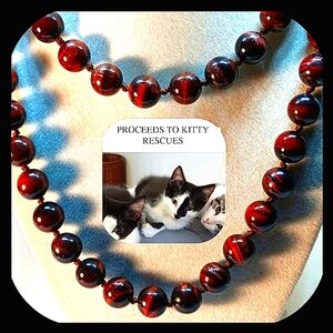 Cat's Eye Extra Long Beaded Necklace for Kitty Rescue